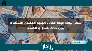 سعر اليورو اليوم مقابل الجنيه المصري الثلاثاء 8 أبريل 2025 بأسواق الصرف